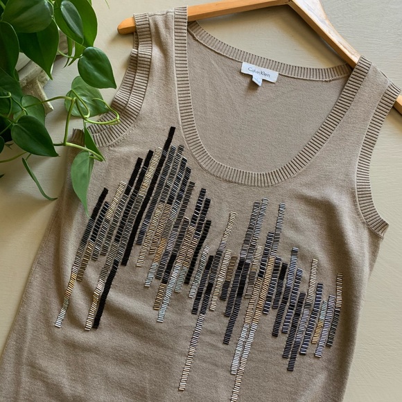 SALEπΏ Calvin Klein Beaded Sweater Vest - Picture 1 of 6